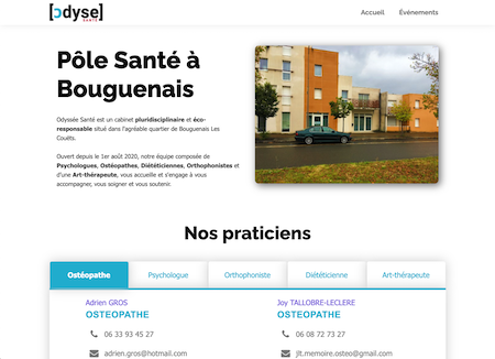 Site internet d'Odyssée Santé