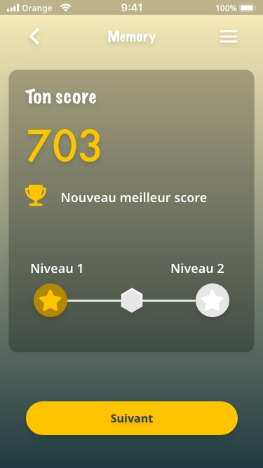 Memory - Score du niveau 1